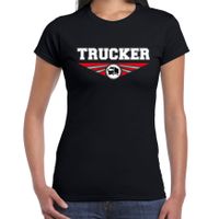 Trucker t-shirt zwart dames - Vrachtwagenchauffeur beroepen shirt