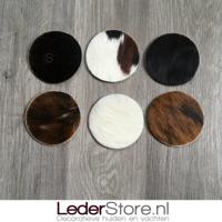 Koeienhuid onderzetters normandier bruin zwart wit 10x10cm