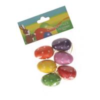 Paaseieren - 6x stuks - multicolor - met stippen - paasversiering - paasdecoratie - pasen