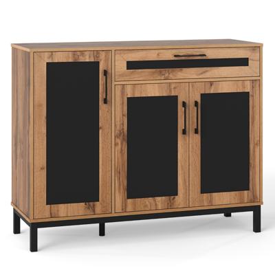 120 cm Buffetkast Houten Bijzetkast Grote Boerenkast met Lade en Uitneembare Planken Moderne Accentkast met 3 Deuren