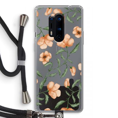 Peachy flowers: OnePlus 8 Pro Transparant Hoesje met koord