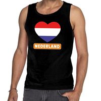 Zwart Nederland hart mouwloos shirt heren - thumbnail
