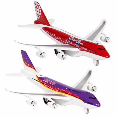 Goki Speelgoed Vliegtuigjes - 2x stuks - 19 cm - paars en rood - licht en geluid