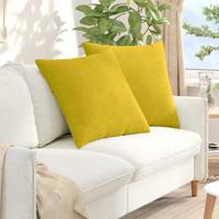 Sofa Kussens 2 pcs Geel 80 x 80 cm Katoen Stof Sofa Kussens 2 pcs Geel 80 x 80 cm Katoen Stof