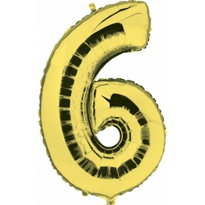 Cijfer ballon 6 - goudkleurig - leeftijd - 7e jaar - folie ballonnen - verjaardag en jubileum versie Cijfer ballon 6 - goudkleurig - leeftijd - 7e jaar - folie ballonnen - verjaardag en jubileum versie
