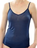 Zijden Longtop Spaghettibandjes Alkena Kleur Navy blauw Maat Small
