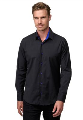 ItalianStyle - Sax - Herenoverhemd - Slimfitmodel - Zwart - blauw
