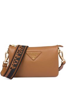 Prada sac porté épaule en cuir à bride logo - Marron