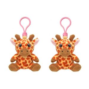 Sleutelhanger Pluche giraf - 2x - knuffel sleutelhanger - 9 cm - dieren knuffel