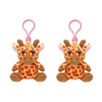 Sleutelhanger Pluche giraf - 2x - knuffel sleutelhanger - 9 cm - dieren knuffel