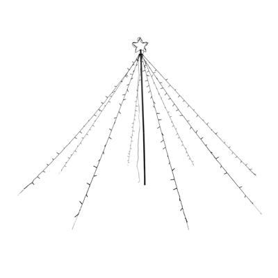 Vlaggenmast verlichting - led piramide - H150 cm - 200 led lampjes - warm wit - met ster