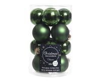 16 Glazen balletjes 35 mm dennen groen - Decoris