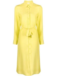 P.A.R.O.S.H. robe-chemise en satin à taille ceinturée - Jaune