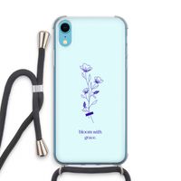 Bloom with grace: iPhone XR Transparant Hoesje met koord