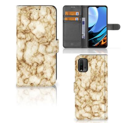 Xiaomi Redmi 9T | Poco M3 | Bookcase | Marmer Goud | Portemonnee hoesje