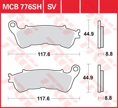 TRW Remblokken, en remschoenen voor de moto, MCB776SH Sinter street