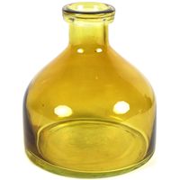 Bloemenvaas Low Bottle - transparant mosterdgeel - glas - D18 x H20 cm