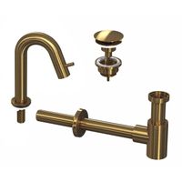 INK 4A Fonteinkraanset - staande Fonteinkraan - laag gebogen - always open - plug en designSifon - Brushed mat goud 9902463
