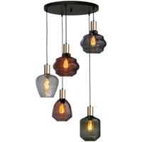Masterlight 5-lichts vide hanglamp - goud -Porto met verschillende glazen - 2712-05-02-50-5-3194