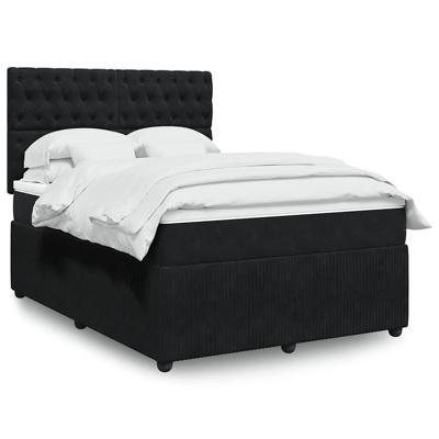 Boxspring met matras fluweel zwart 140x190 cm