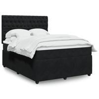 Boxspring met matras fluweel zwart 140x190 cm