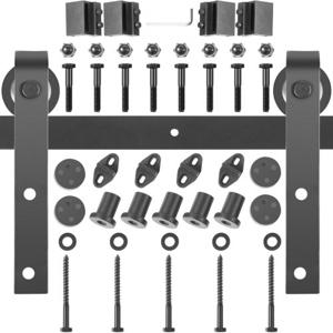 VEVOR Track Kit Deur 150 kg Laadvermogen Houten Deur Track Kit 183 cm Schuifdeur Hardware Roller Track Rail Kit Gemaakt van Koolstofstaal met Stabiele Ontwerpdetails Geschikt voor 35-45 mm Dikke Deur