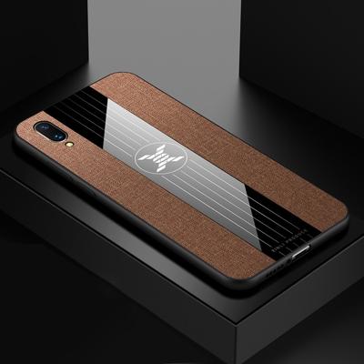 Voor vivo X21 UD XINLI stiksels doek textuur schokbestendig TPU beschermhoes (bruin)