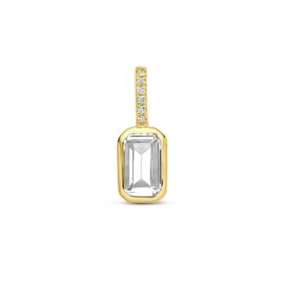 14k Geelgouden Hanger met Witte Topaas & Diamant 0.012ct (April)
