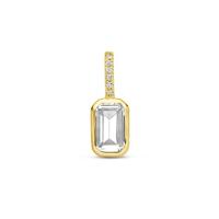 14k Geelgouden Hanger met Witte Topaas & Diamant 0.012ct (April)