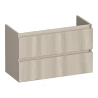 Brauer Joy Wavy - Onderkast Ondiep - 80 cm - met 2 Softclose Lades Greeploos en 1 Sifon Uitsparing - Mat Beige
