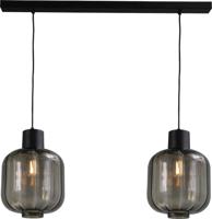 Masterlight EetkamerlampLett lll 28 2-lichts zwart met smoke glas - 2161-05-05-28-100-2