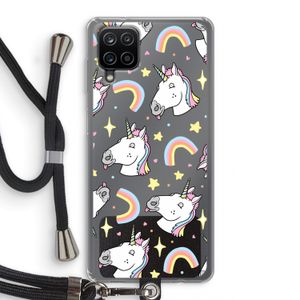 Rainbow Unicorn: Samsung Galaxy A12 Transparant Hoesje met koord