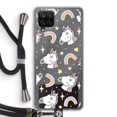 Rainbow Unicorn: Samsung Galaxy A12 Transparant Hoesje met koord