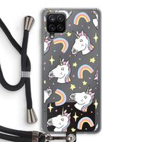 Rainbow Unicorn: Samsung Galaxy A12 Transparant Hoesje met koord