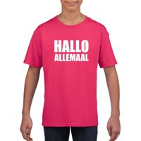 Hallo allemaal fun t-shirt roze voor kinderen XL (158-164)  -