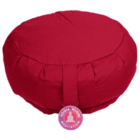 Yogi & Yogini Meditatiekussen Katoen Rond Rood - Geplooid - 33 x 16 cm - thumbnail