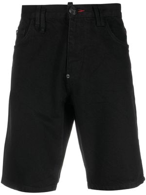 Philipp Plein short en jean à taille mi-haute - Noir