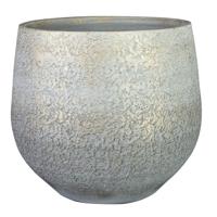 Plantenpot - keramiek - metallic zilvergrijs/gold finish -23x25cm