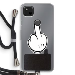 Middle finger black: Pixel 4a Transparant Hoesje met koord