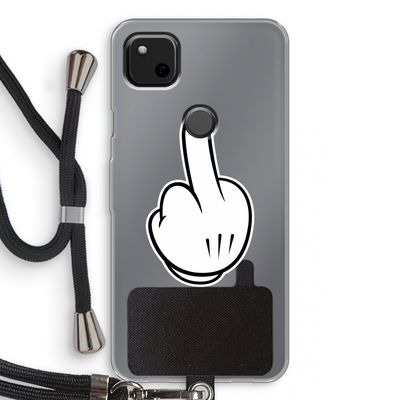 Middle finger black: Pixel 4a Transparant Hoesje met koord