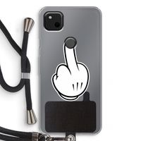 Middle finger black: Pixel 4a Transparant Hoesje met koord