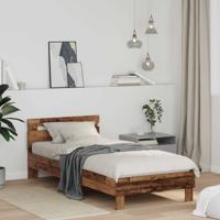 Bedframe met hoofdeinde Oudhout 75 x 190 cm Bewerkt hout