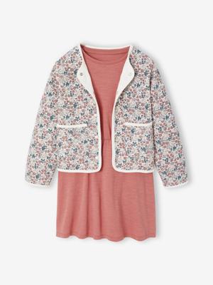 Set met jurk en gewatteerd vest voor meisjes rozenhout