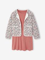 Set met jurk en gewatteerd vest voor meisjes rozenhout