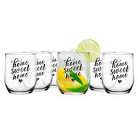 Glasmark Drinkglazen/waterglazen Tumblers Home Sweet Home - transparant glas - 12x stuks - 300 ml - thumbnail