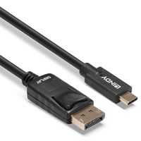 LINDY 43307 USB-C-displaykabel Aansluitkabel USB-C stekker, DisplayPort-stekker 10.00 m Zwart 4K UHD - thumbnail