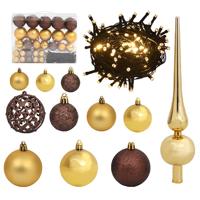 VidaXL 61-delige kerstballenset met piek en 150 led&apos;s goud en brons
