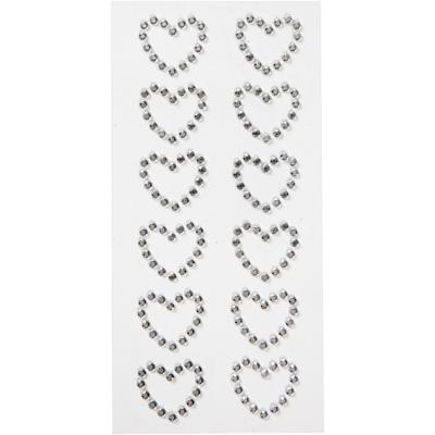 Creativ Company Strassteen harten, afm 23x21 mm, zilver, 12 stuk/ 1 doos