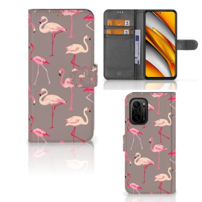 Poco F3 | Xiaomi Mi 11i | Telefoonhoesje | Met pasjeshouder | Flamingo
