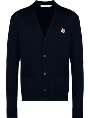 Maison Kitsuné cardigan à patch Fox - Bleu